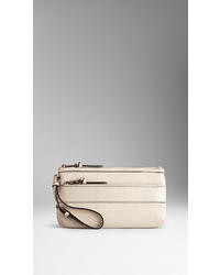 Burberry Embossed Check Leather Wristlet