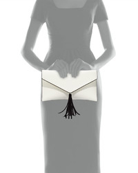 Neiman Marcus Contrast Envelope Clutch Bag Whiteblack