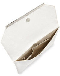 BCBGMAXAZRIA Kelly Snake Embossed Envelope Clutch Bag White