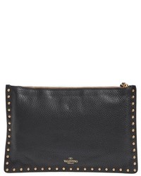 Valentino Large Rockstud Leather Pouch Ivory