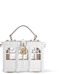 Dolce & Gabbana Leather Trimmed Painted Wood Clutch White