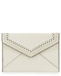 Rebecca Minkoff Leo Whipstitch Envelope Clutch Bag Antique White