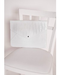 Missguided White Croc Oversize Envelope Clutch