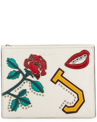Marc Jacobs Mj Collage Leather Clutch Bag Dovemulti