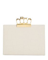 Alexander McQueen Off White Croc Small Four Ring Clutch