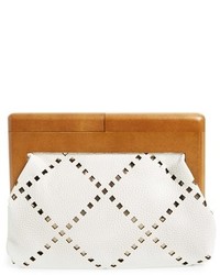 Sondra Roberts Perforated Faux Leather Frame Clutch Pink