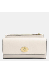 Coach Slim Envelope Wallet With Pop Up Pouch In Embossed Textured Leather