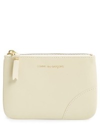 Comme des Garcons Small Classic Leather Zip Up Pouch White