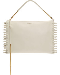 Lanvin White Leather Woven Fringe Bag