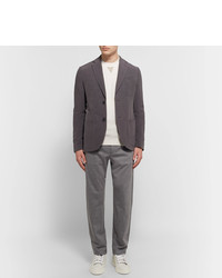 Ermenegildo Zegna Leather Trimmed Cashmere And Silk Blend Sweater