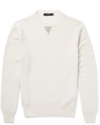 Ermenegildo Zegna Leather Trimmed Cashmere And Silk Blend Sweater