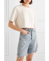Sprwmn Cropped Leather T Shirt