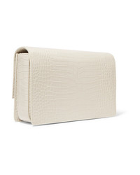 Saint Laurent Bellechasse Medium Glossed Croc Effect Leather Shoulder Bag