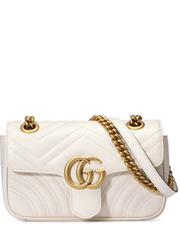 Gucci Gg Marmont 20 Mini Quilted Leather Crossbody Bag White
