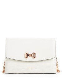 Ted Baker London Curved Bow Flap Leather Crossbody Satchel