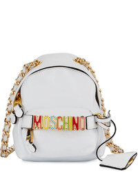 Moschino Mini Leather Backpack Shaped Crossbody Bag Whitemulti