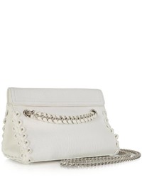 Roberto Cavalli Optic White Leather Crossbody Bag Wchain Strap And Eyelets