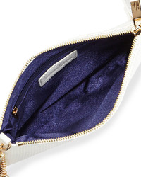 Neiman Marcus Perforated Zip Top Crossbody Bag White