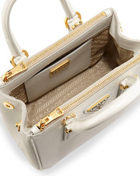 Prada Saffiano Mini Galleria Crossbody Bag White