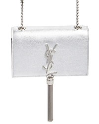 Saint Laurent Small Monogram Metallic Calfskin Leather Crossbody Bag