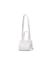 Telfar White Mini Leather Shopping Bag