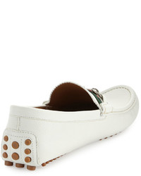 Gucci Damo Leather Horsebit Driver White