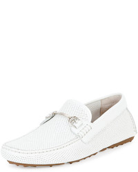 Bally Drintal Perforated Leather Driver White