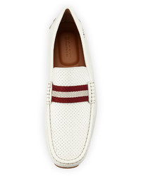 Bally Pearce Perforated Faux Leather Driver White