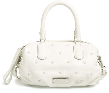 White Leather Satchel Crossbody Handbag — MUSEUM OUTLETS
