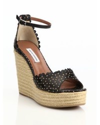 Tabitha Simmons Harp Perforated Leather Espadrille Platform Wedge Sandals