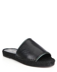 Robert Clergerie Leather Espadrille Slide Sandals
