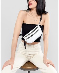 ASOS DESIGN Leather Croc Bum Bag With Double Zip Detail