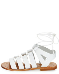 Neiman Marcus Amorie Leather Lace Up Sandal White