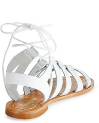 Neiman Marcus Amorie Leather Lace Up Sandal White