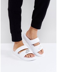 Nike Benassi Duo Logo Slider Sandals In White