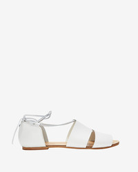 Collection Privée? Collection Privee Ankle Tie Flat Leather Sandal White