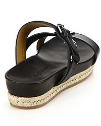 Ralph Lauren Collection Ranita Espadrille Platform Leather Slide Sandals