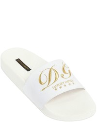 Dolce & Gabbana 20mm Logo Embroidery Leather Slides