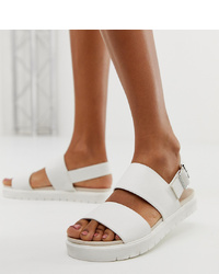 Monki Double Flat Slingback Sandals In White