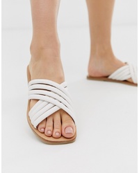 ASOS DESIGN Falsetto Cross Flat Sandals In White