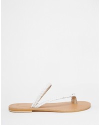 Asos Forecast Wide Fit Leather Flat Sandals