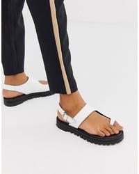 ASOS DESIGN Freeze Leather Chunky Toe Loop Flat Sandals