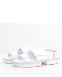 Jamie Wei Huang White Leather Row Edge Flat Sandals