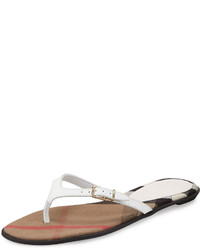 Burberry Meadow Leather Thong Sandal Optic White