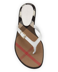 Burberry Meadow Leather Thong Sandal Optic White