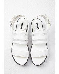 Forever 21 Mesh Paneled Faux Leather Sandals