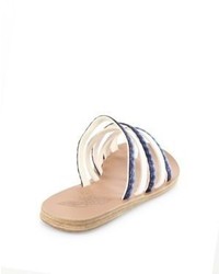 Ancient Greek Sandals Niki Raffia Leather Slides