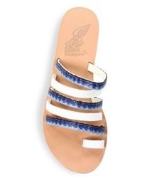 Ancient Greek Sandals Niki Raffia Leather Slides