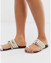River Island Sandals With Toe Loop In White