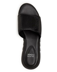 Eileen Fisher Textured Leather Slide Sandals